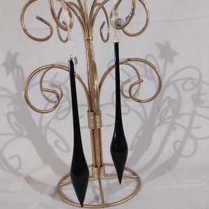 New North Pole Vintage  Black Glass Teardrop/Icicle Ornament, Lot of Two